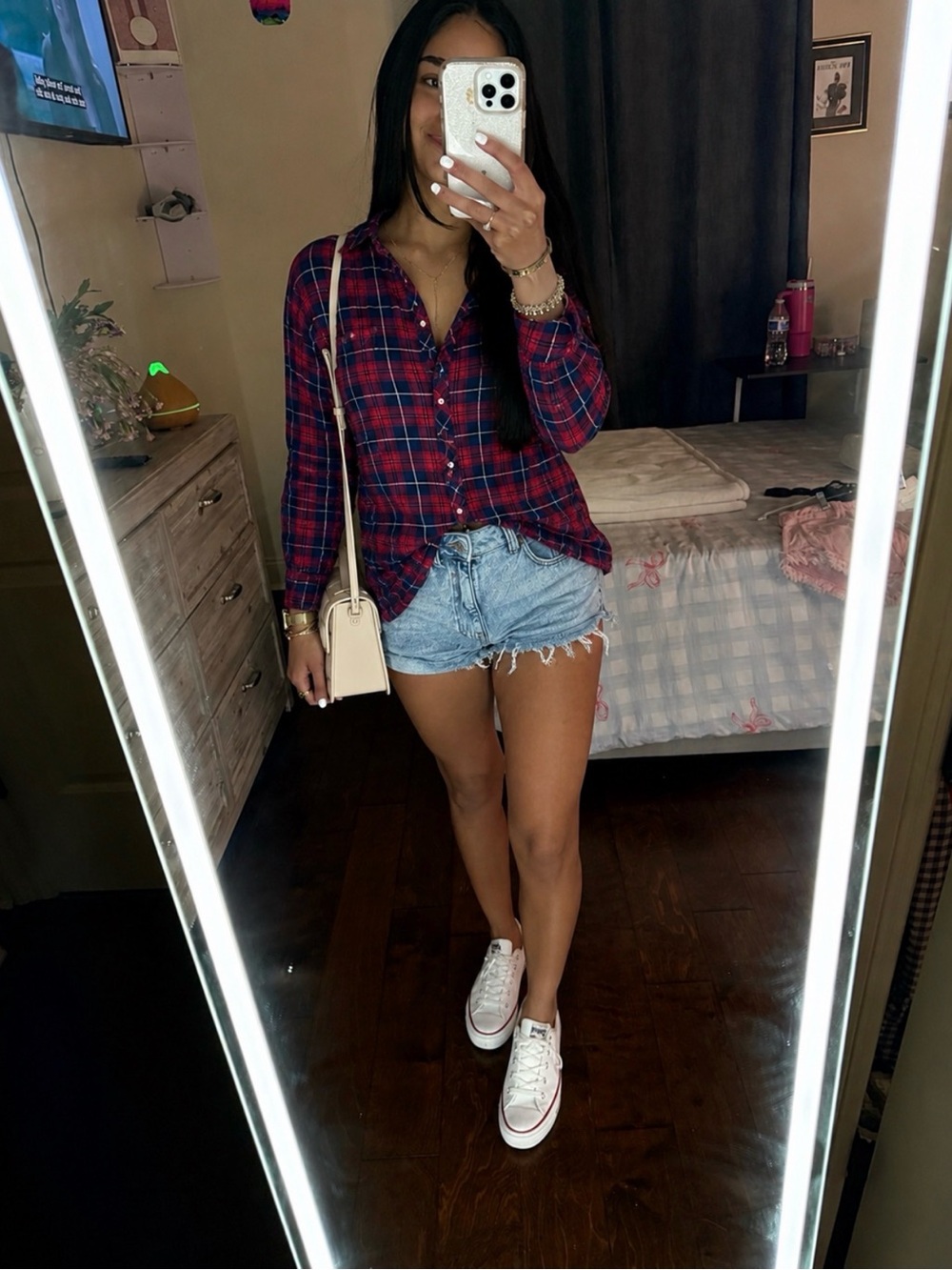 J. Crew Red and Navy Plaid Shirt